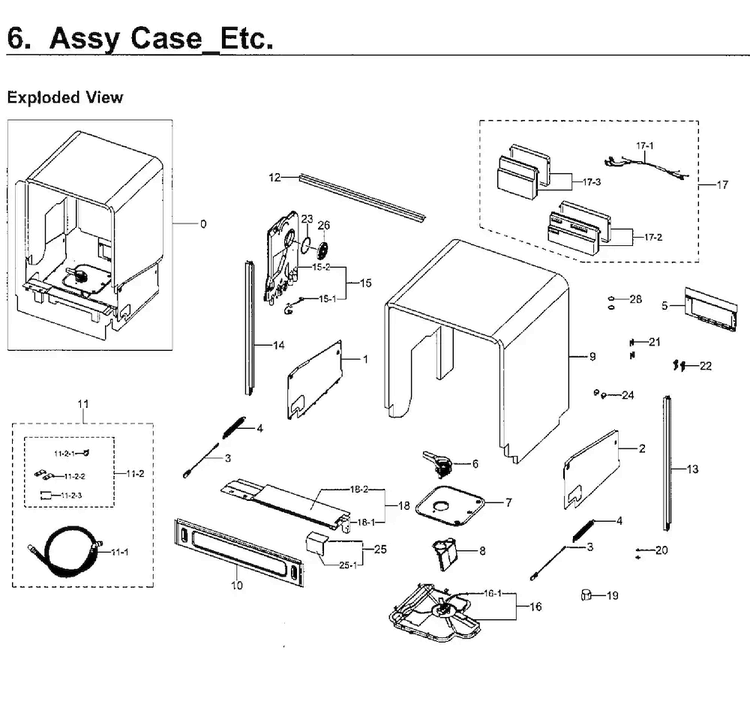 Frame Diagram and Parts List for DW80H9930US AA-0001 Samsung Dishwasher