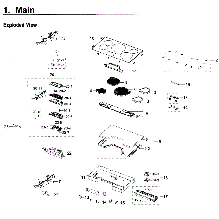 Cooktop Diagram and Parts List for NZ36K6430RG AA-00 Samsung Cooktop