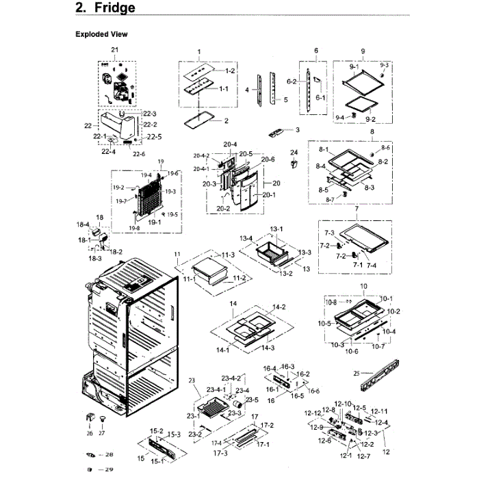 Fridge Diagram and Parts List for RF263BEAEBC AA-04 Samsung Refrigerator