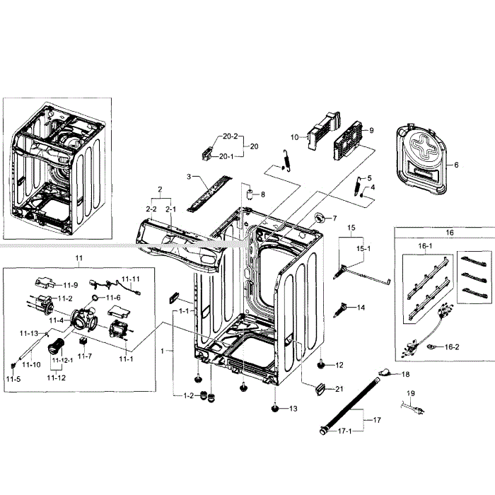 Frame Diagram and Parts List for WF520ABW XAA-04 Samsung Washer