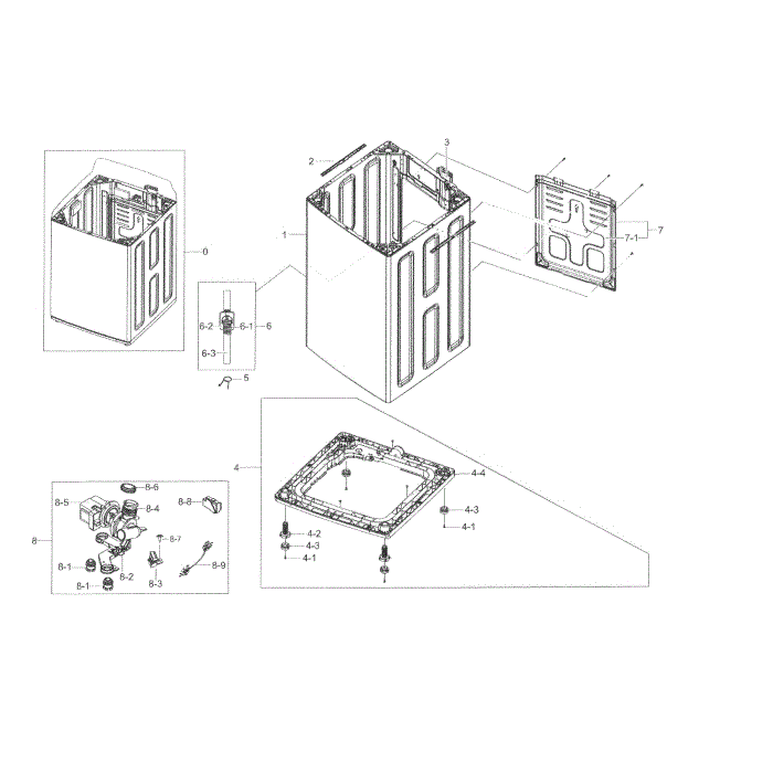 Frame Diagram and Parts List for WA50K8600AW A2-00 Samsung Washer