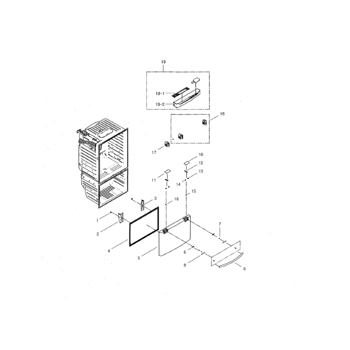 Freezer Door Diagram and Parts List for RFG29THDRS XAA-01 Samsung Refrigerator