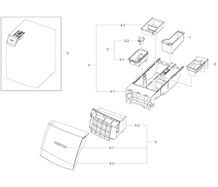 Drawer Diagram and Parts List for WF457ARGSGR A2-0000 Samsung Washer