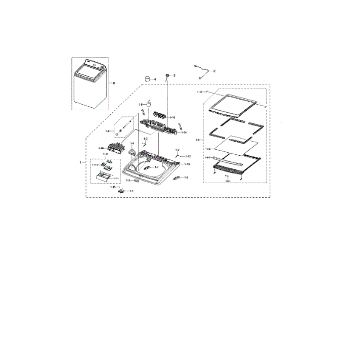 Cover Tops Diagram and Parts List for WA45M7050AW A4-04 Samsung Washer