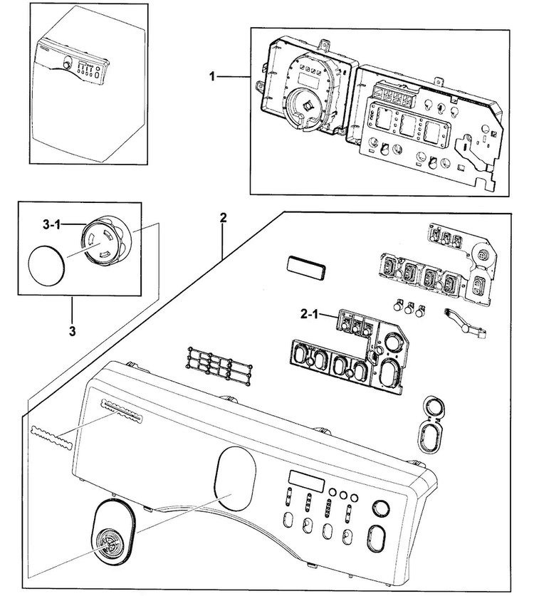 Control Panel Diagram and Parts List for DV218AEW XAA-0000 Samsung Dryer