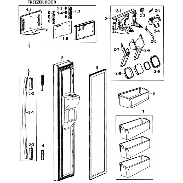 Left Door Diagram and Parts List for RS264ABWP XAA-00 Samsung Refrigerator
