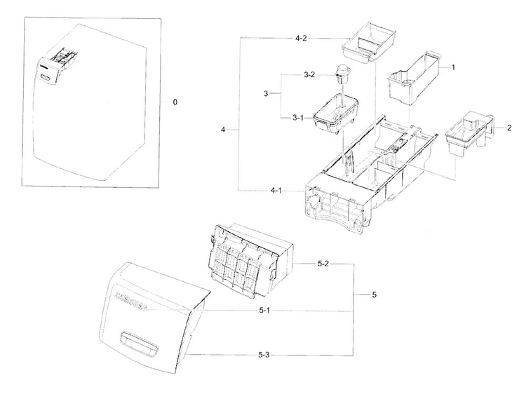 Drawer Diagram and Parts List for WF42H5000AW A2-0000 Samsung Washer