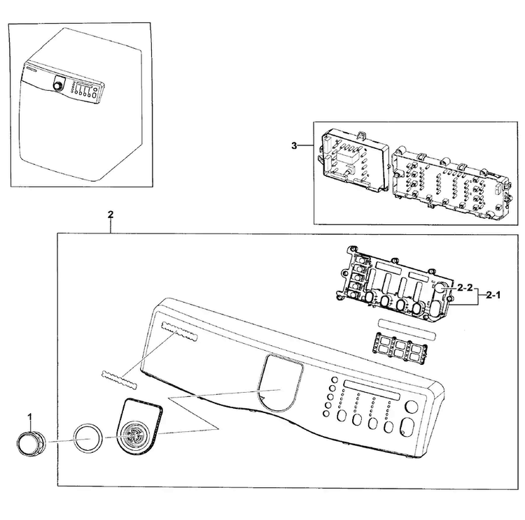 Control Panel Diagram and Parts List for DV409AER XAA-0002 Samsung Dryer
