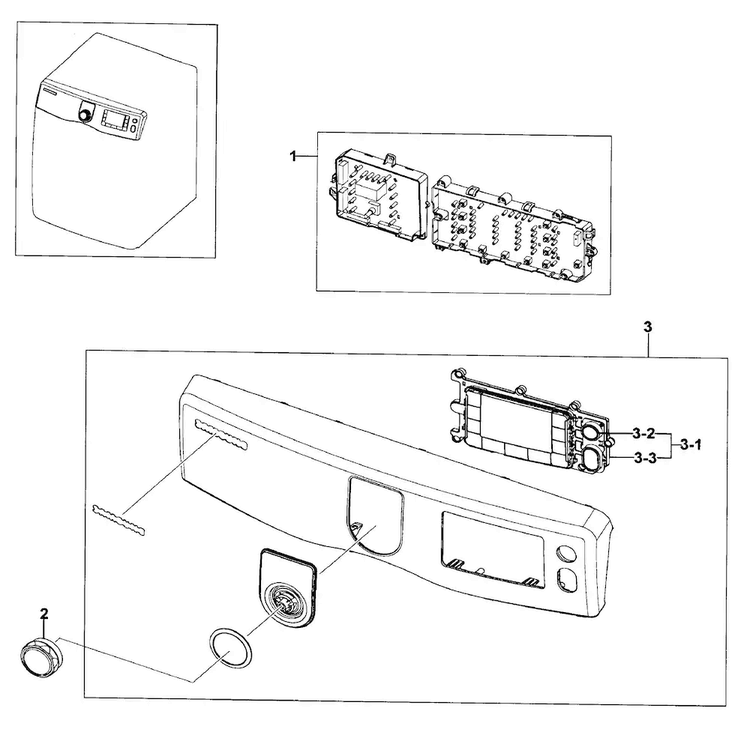 Control Panel Diagram and Parts List for DV419AGW XAA-0001 Samsung Dryer