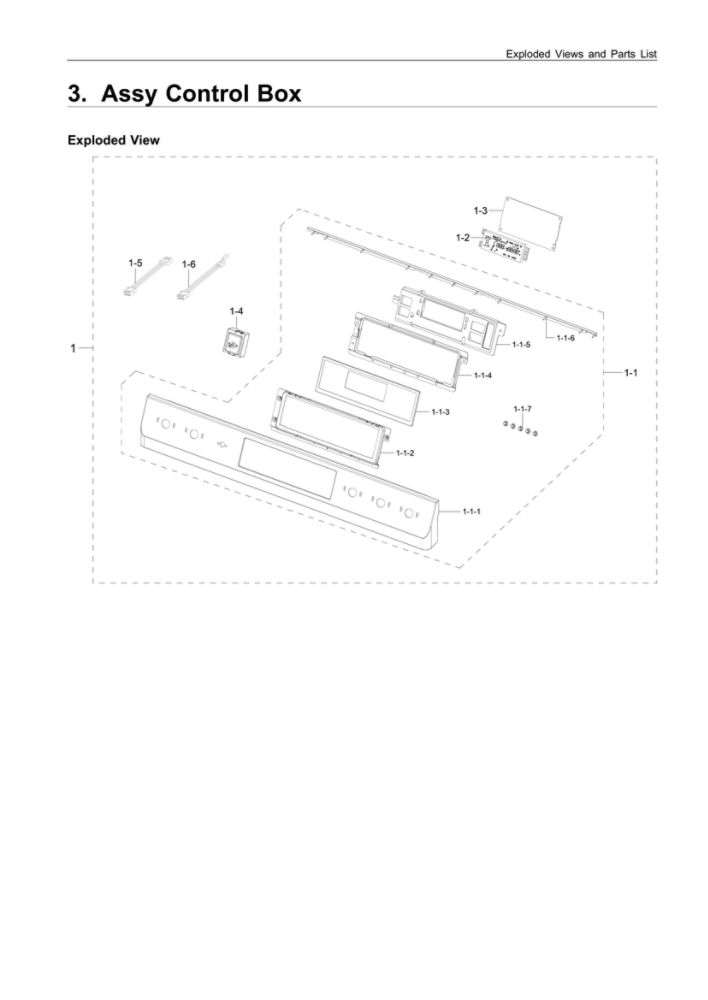 Control Box Assembly Diagram and Parts List for NX58R9421SG AA-00 Samsung Range