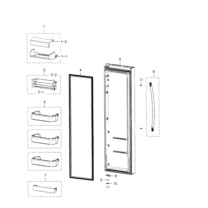 Right Door Diagram and Parts List for RSG309AARS XAA-02 Samsung Refrigerator