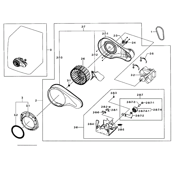 Motor Assembly Diagram and Parts List for DV393GTPAWR A1-02 Samsung Dryer