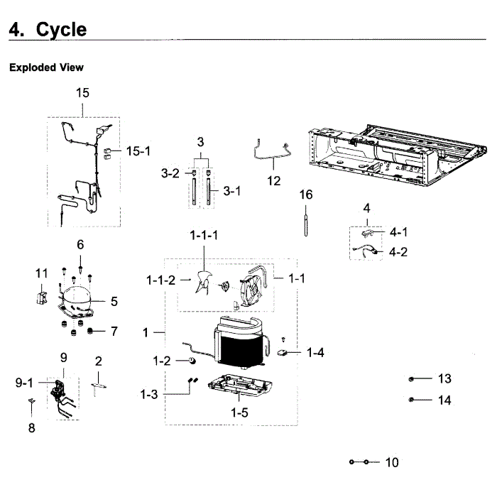Cycle Diagram and Parts List for RF22K9381SG AA-00 Samsung Refrigerator