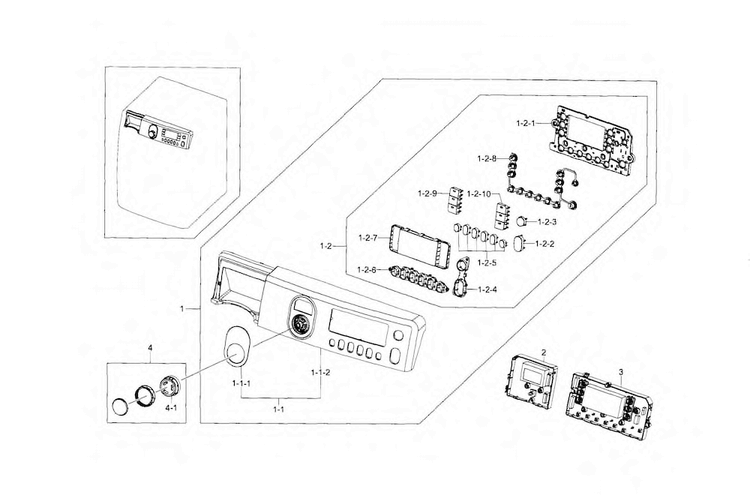 Control Panel Diagram and Parts List for WF448AAW XAA-0005 Samsung Washer
