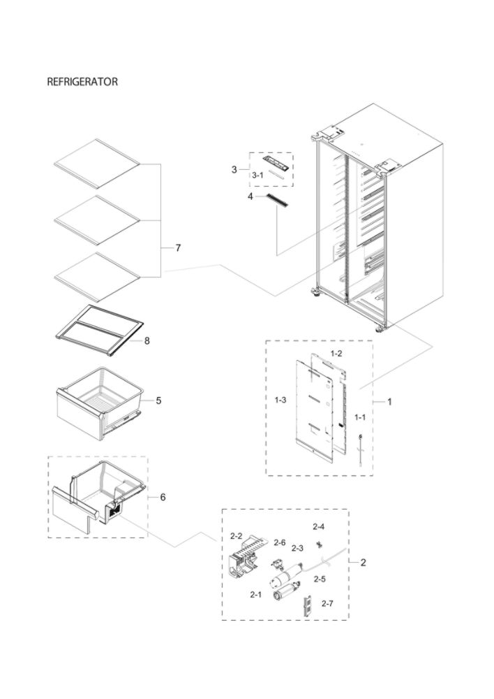 Refrigerator Parts Diagram and Parts List for RS27T5201SR AA-00 Samsung Refrigerator