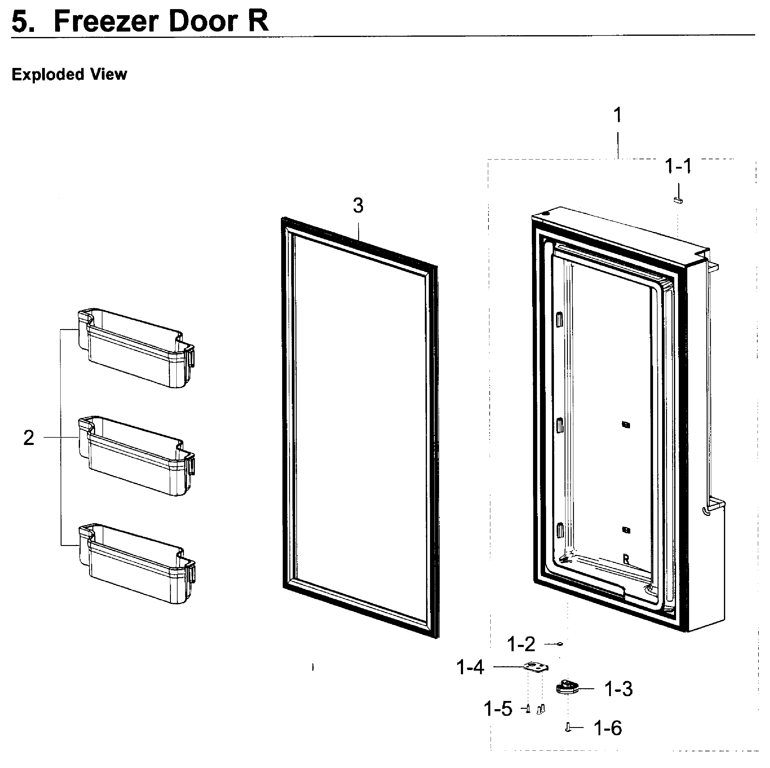 Freezer Door R Diagram and Parts List for RF23J9011SG AA-0005 Samsung Refrigerator
