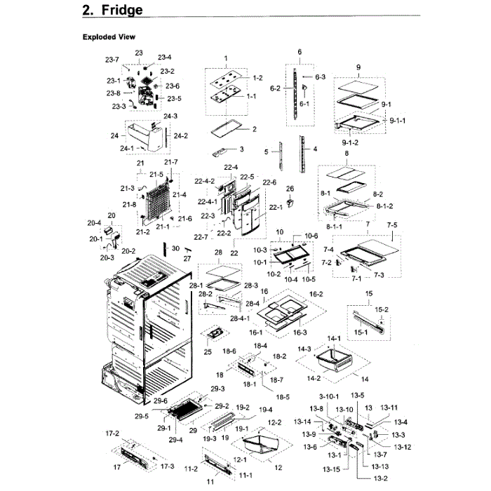 Fridge Diagram and Parts List for RF28HDEDPBC AA-06 Samsung Refrigerator