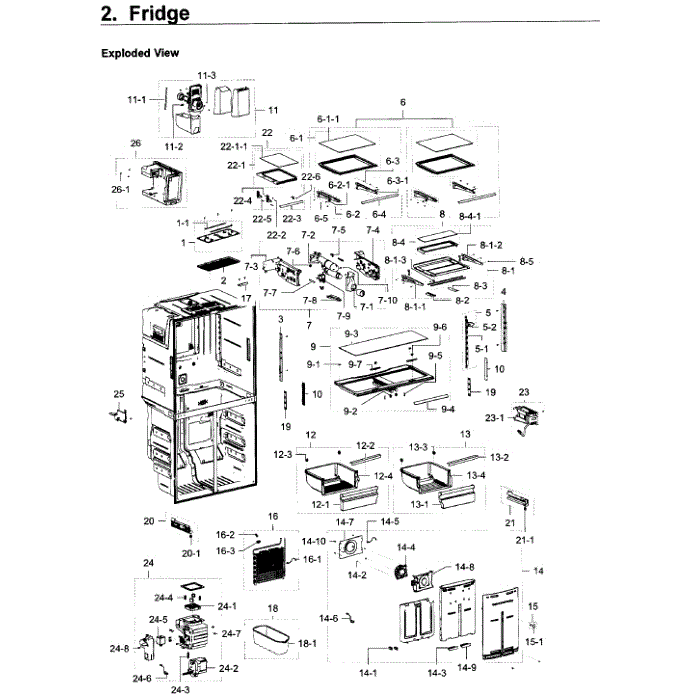 Fridge Diagram and Parts List for RF23J9011SR AA-08 Samsung Refrigerator