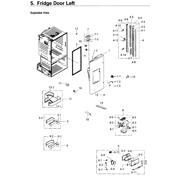 Fridge Door L Diagram and Parts List for RF26J7500BC AA-01 Samsung Refrigerator