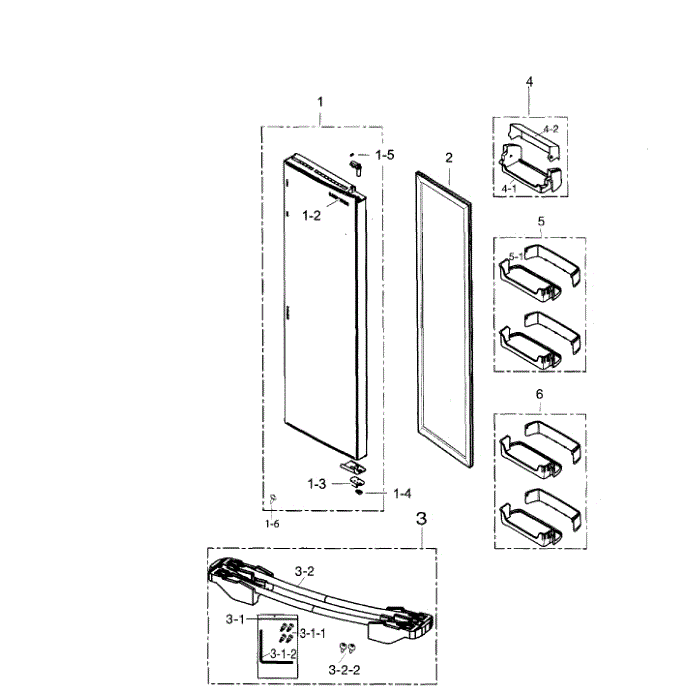 Fridge Door Diagram and Parts List for RS267TDRS XAA-02 Samsung Refrigerator