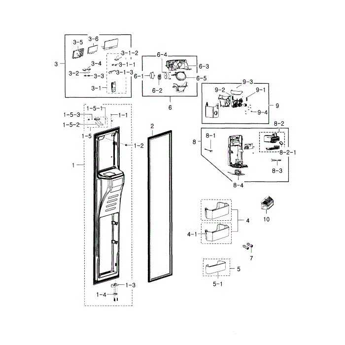 Freezer Door Diagram and Parts List for RH29H9000SR AA-00 Samsung Refrigerator
