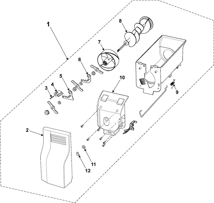 Ice Bin Diagram and Parts List for RS2623SH XAA Samsung Refrigerator