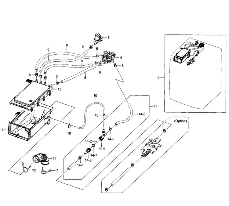Housing Drawer Diagram and Parts List for WF520ABW XAA-0002 Samsung Washer