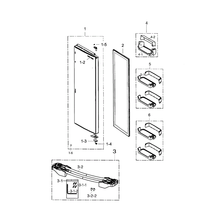 Fridge Door Diagram and Parts List for RS267TDRS XAA-01 Samsung Refrigerator