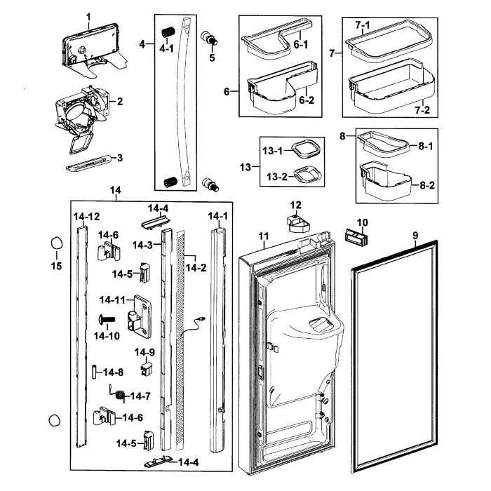 Refrigerator Door-L Diagram and Parts List for RF267AZPN XAA-00 Samsung Refrigerator