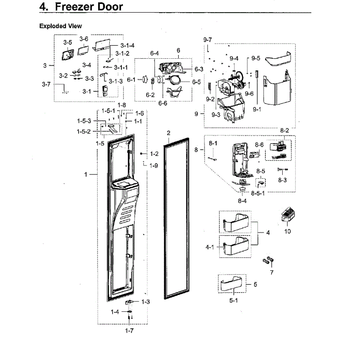 Left Door Diagram and Parts List for RH22H9010SR AA-06 Samsung Refrigerator