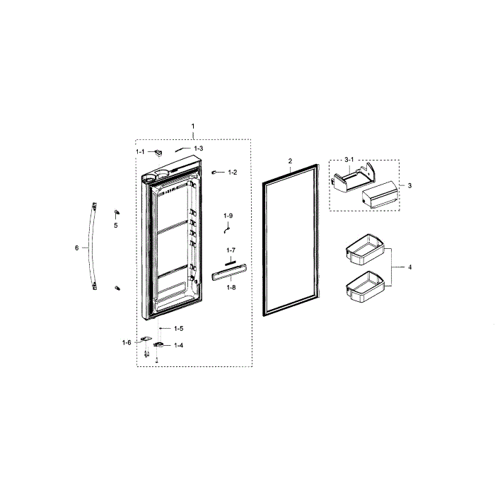 Fridge Door R Diagram and Parts List for RFG297HDWP XAA-04 Samsung Refrigerator