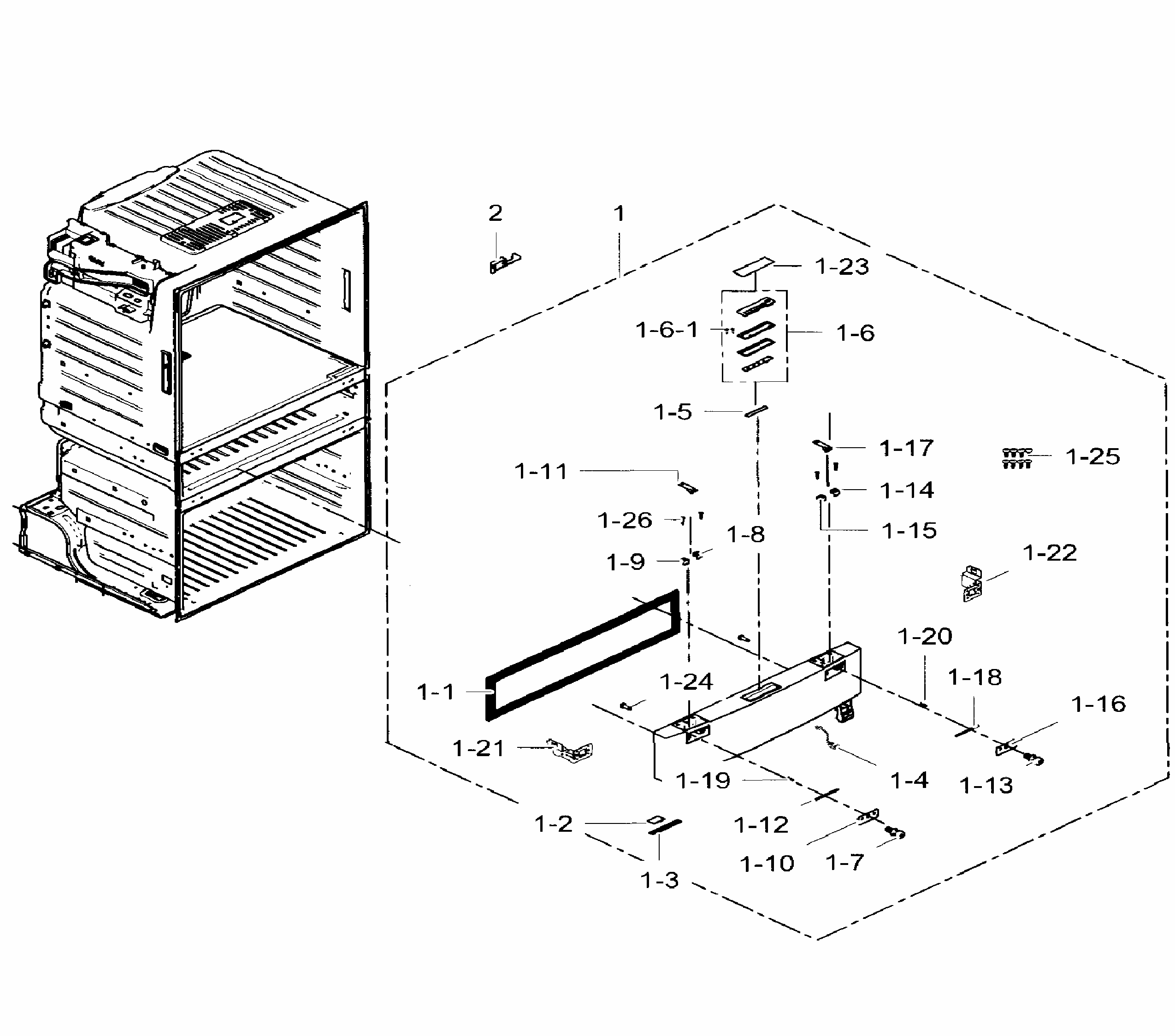 Flexzone Door Diagram and Parts List for RF28HMEDBWW AA-0007 Samsung Refrigerator