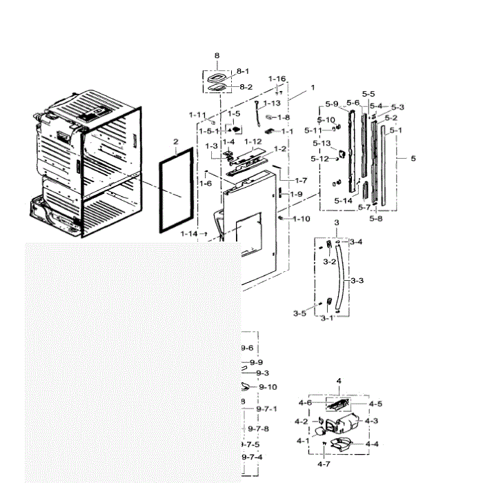 Door Left Diagram and Parts List for RF30HDEDTSR AA-06 Samsung Refrigerator