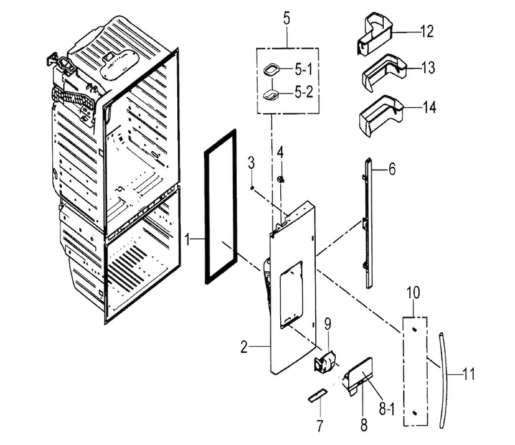 Left Door Diagram and Parts List for RFG29PHDRS XAA Samsung Refrigerator