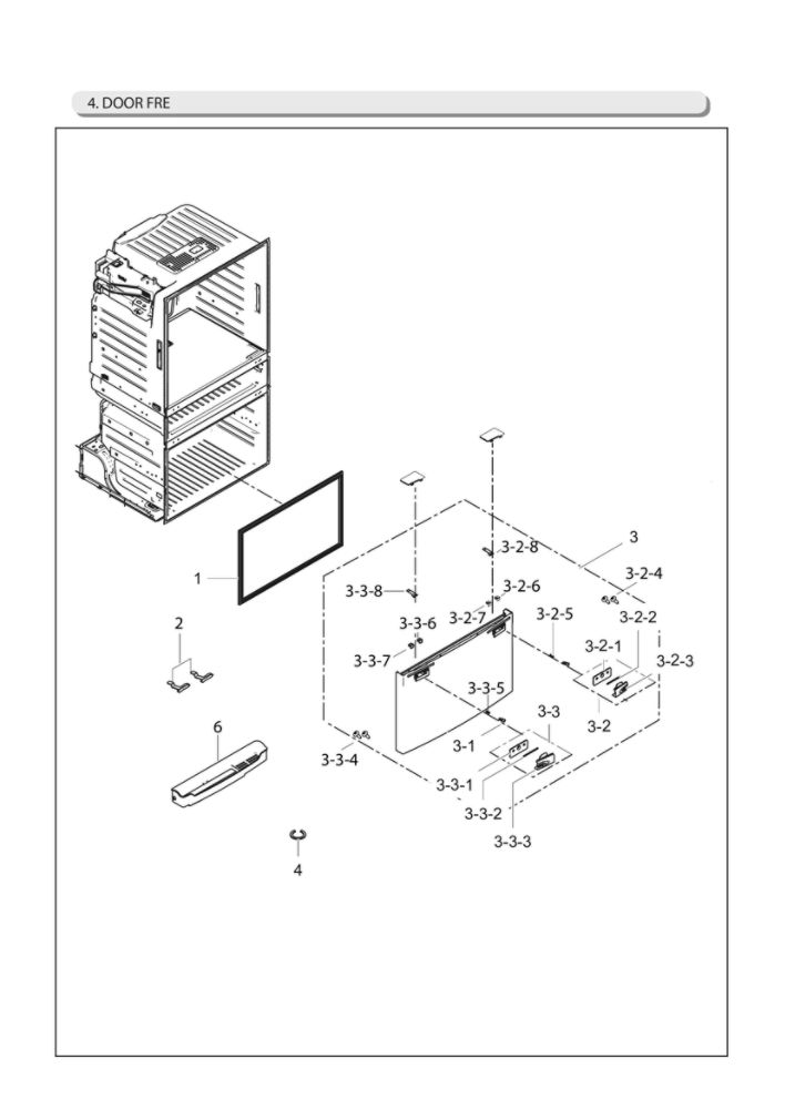 Freezer Door Parts Diagram and Parts List for RF25HMEDBSR AA-12 Samsung Refrigerator