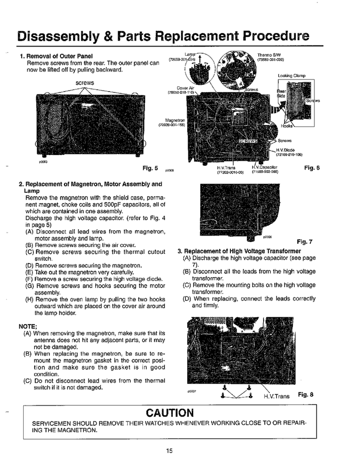 Replacement Procedure Diagram and Parts List for MW5620T XAA Samsung Microwave