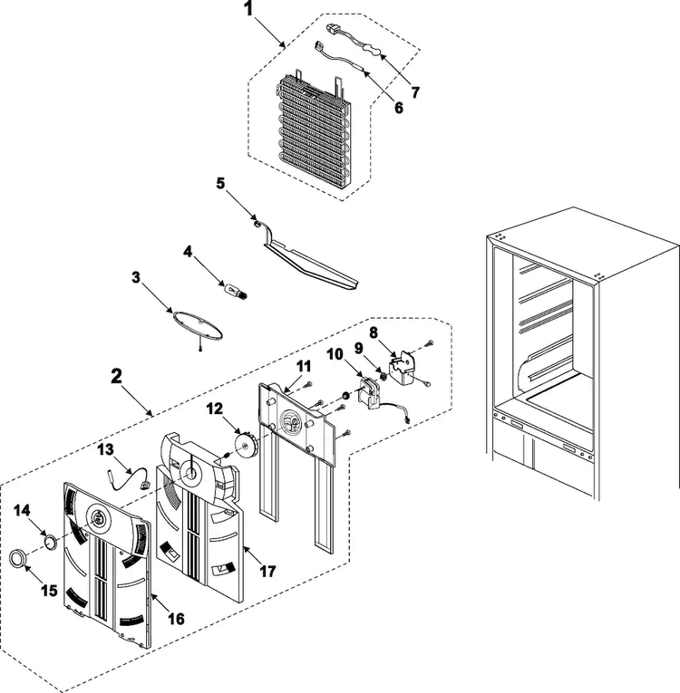 Refrigerator Compartment Diagram and Parts List for RB215BSBB XAA Samsung Refrigerator