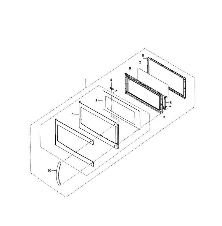 Door Diagram and Parts List for SMH1611W XAA-0000 Samsung Microwave
