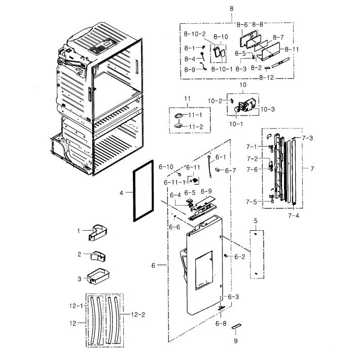 Refrigerator Door L Diagram and Parts List for RF25HMEDBWW AA-02 Samsung Refrigerator
