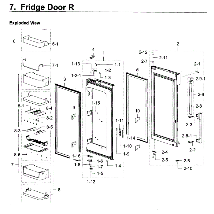 Fridge Door R Diagram and Parts List for RF22K9381SG AA-01 Samsung Refrigerator
