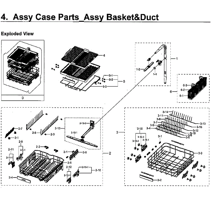 Baskets Diagram and Parts List for DW80M9960UG AA-00 Samsung Dishwasher