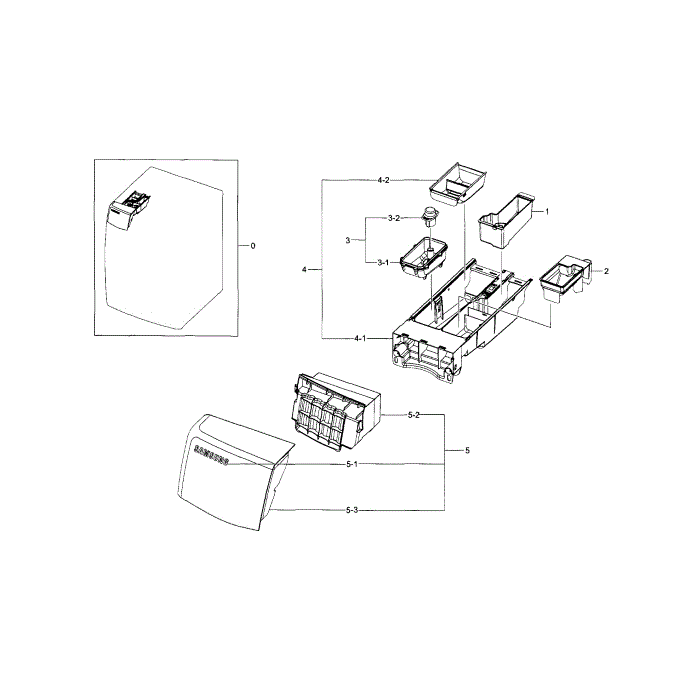 Drawer Diagram and Parts List for WF433BTGJWR A1-00 Samsung Washer