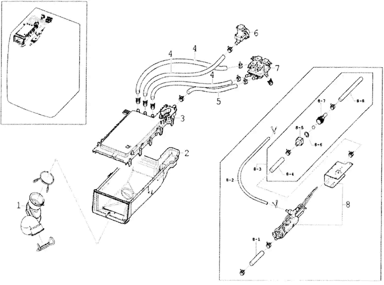 Drawer 2 Diagram and Parts List for WF350ANW XAA-0000 Samsung Washer