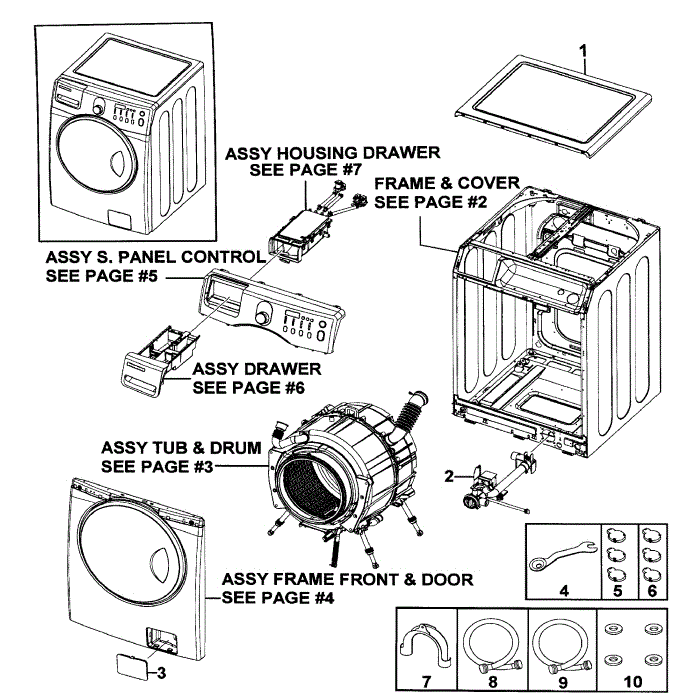 Main Assembly Diagram and Parts List for WF219ANW XAA-00 Samsung Washer