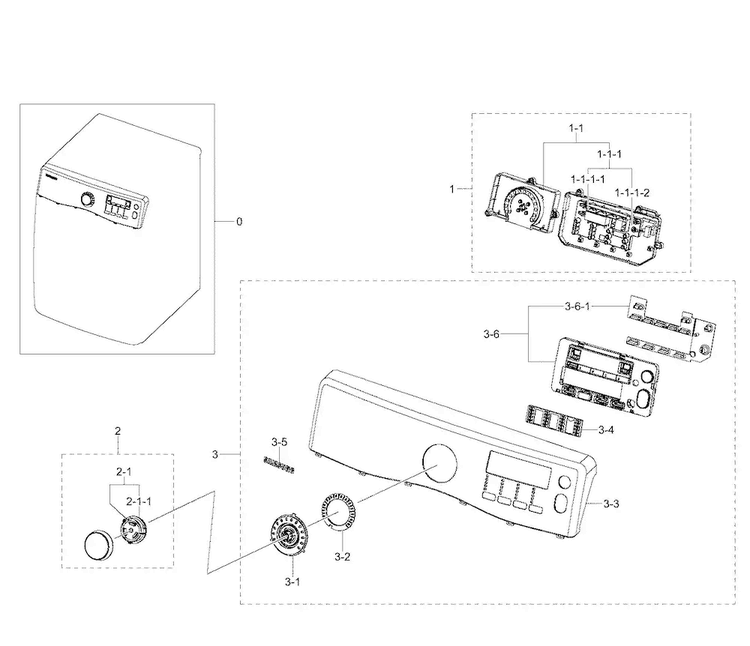 Control Panel Diagram and Parts List for DV395ETPASU A1-0000 Samsung Dryer