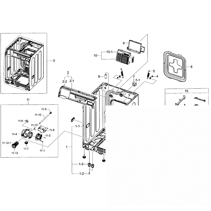 Frame Assembly Diagram and Parts List for WF393BTPAWR A2-00 Samsung Washer