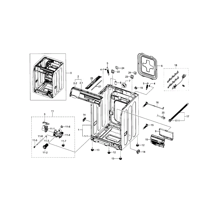 Frame Diagram and Parts List for WF330ANW XAA-04 Samsung Washer