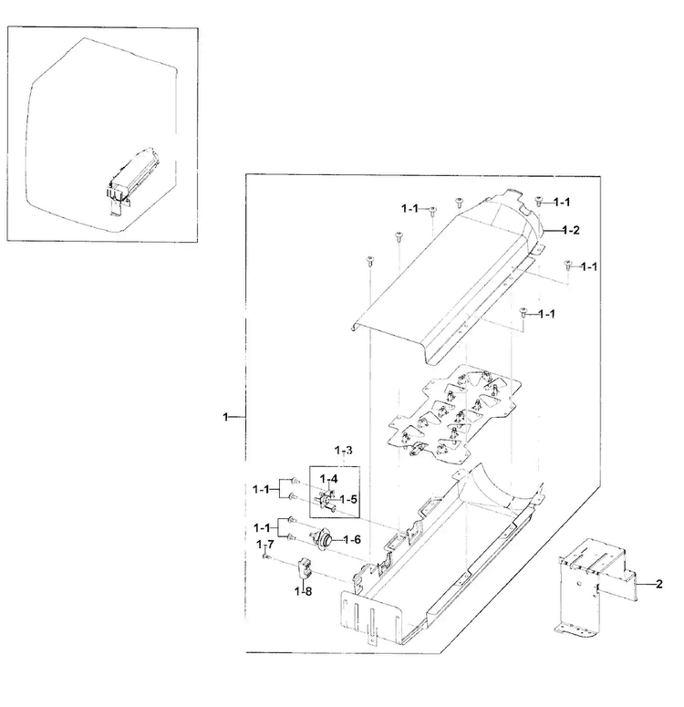 Heater Assy Diagram and Parts List for DV511AER XAA-0002 Samsung Dryer