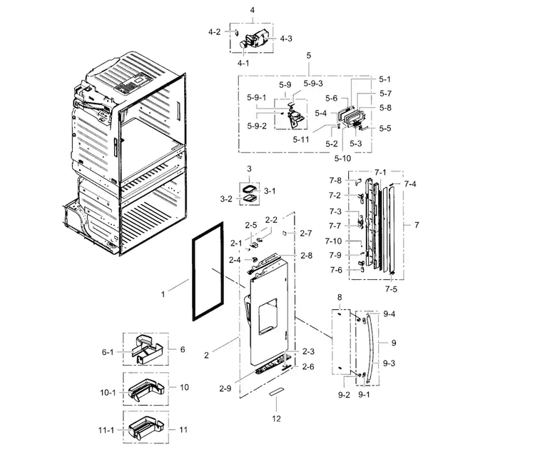 Refrigerator Door L Diagram and Parts List for RF4287HABP XAA-0000 Samsung Refrigerator