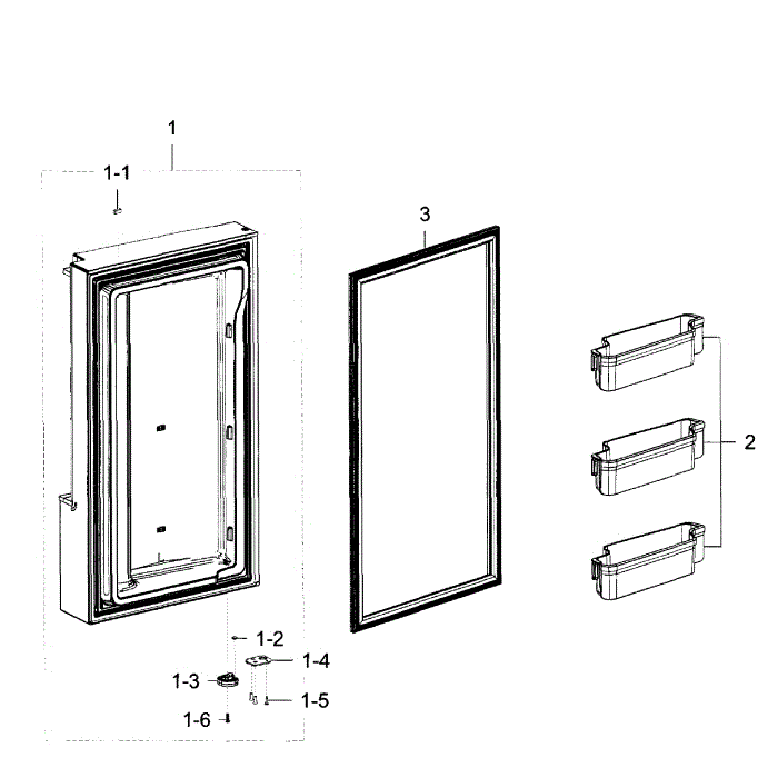Freezer Door L Diagram and Parts List for RF23J9011SR AA-04 Samsung Refrigerator